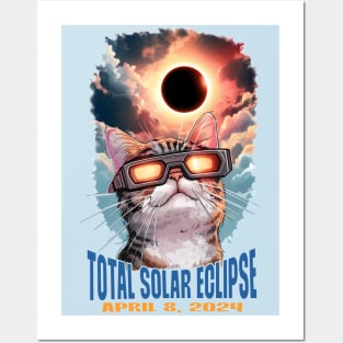 Cat watching Total Solar Eclipse Posters and Art